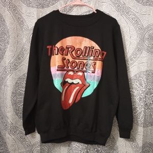 NWS The Rolling Stones Tongue Out Black Sweatshirt Size Large
